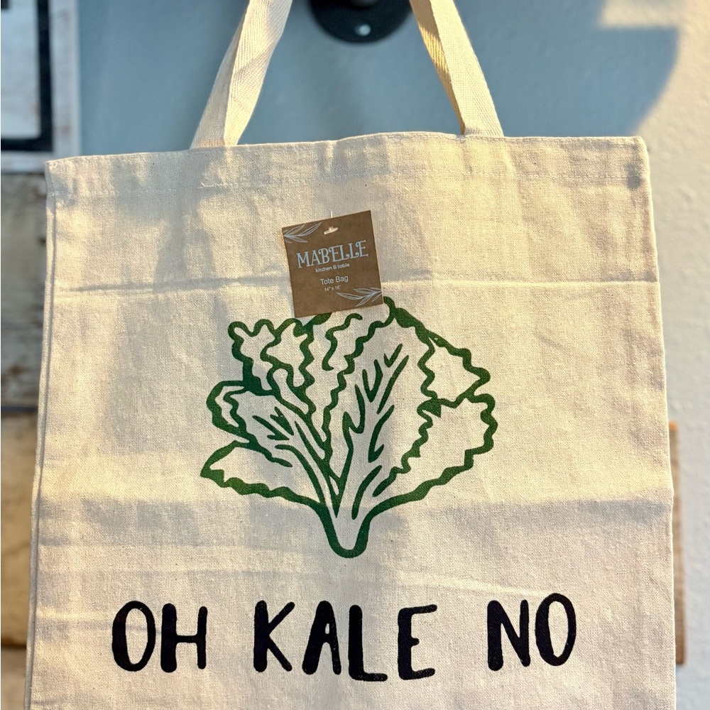 Mabelle “Oh Kale No” 100% Cotton, Double-Sided Canvas Tote Bag, Kale Design BNWT
